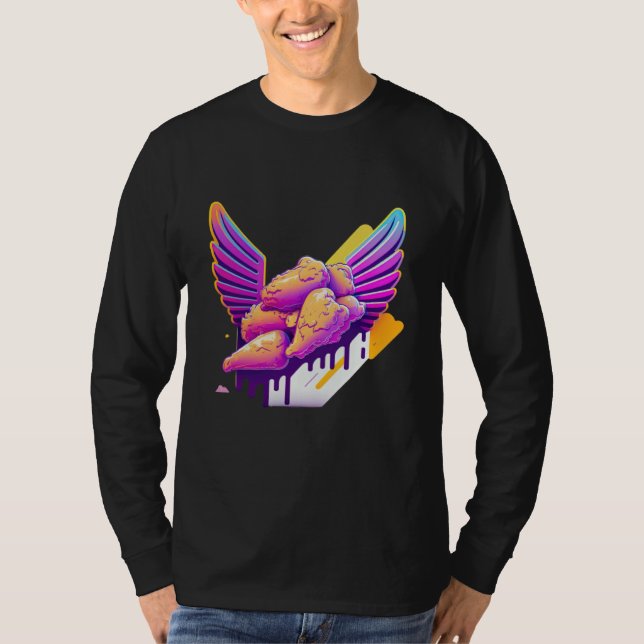 Camiseta Chicken Wings Synthwave 80s Retrowave Aesthetic (Frente)