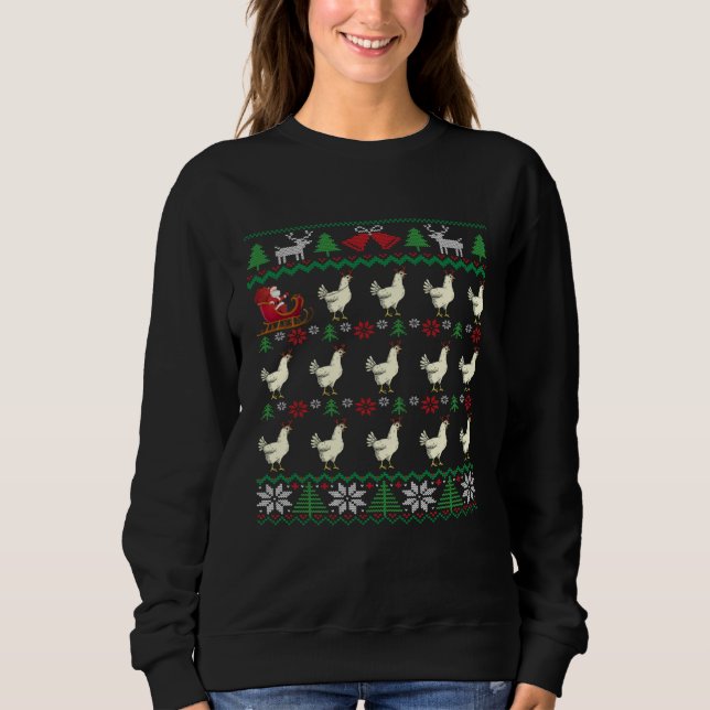 Camiseta Chickens pull Santa s sleigh Chicken (Frente)