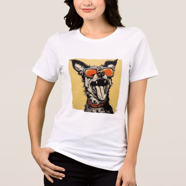 Camiseta Chien Cool avec Lunettes - POP ART (Frente)