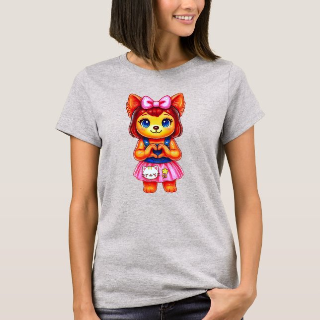 Camiseta Chienne Kawaii joli coeur (Frente)
