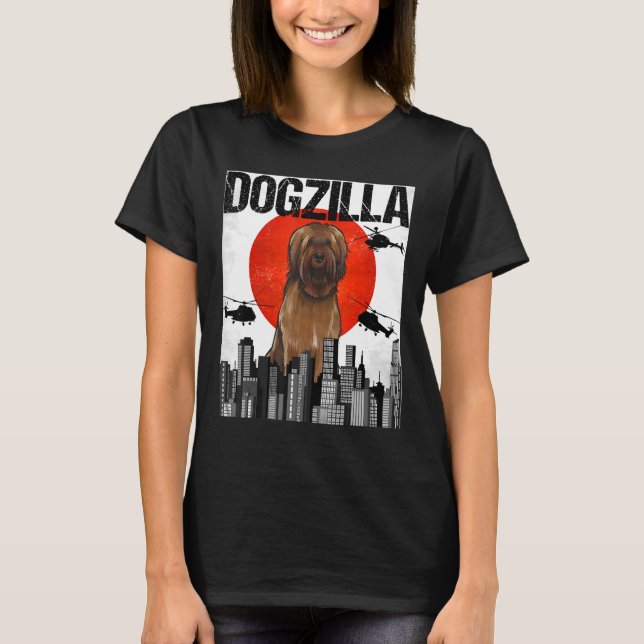 Camiseta Chienzilla Dogzilla Pastor Japonês De Brie (Frente)