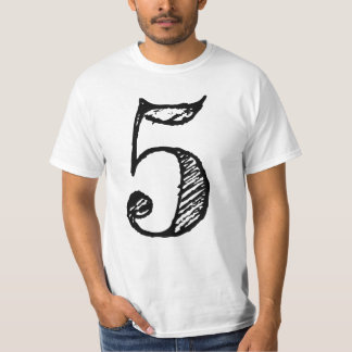 Camiseta chiffre 5 numéro cinq manuscrit géant
