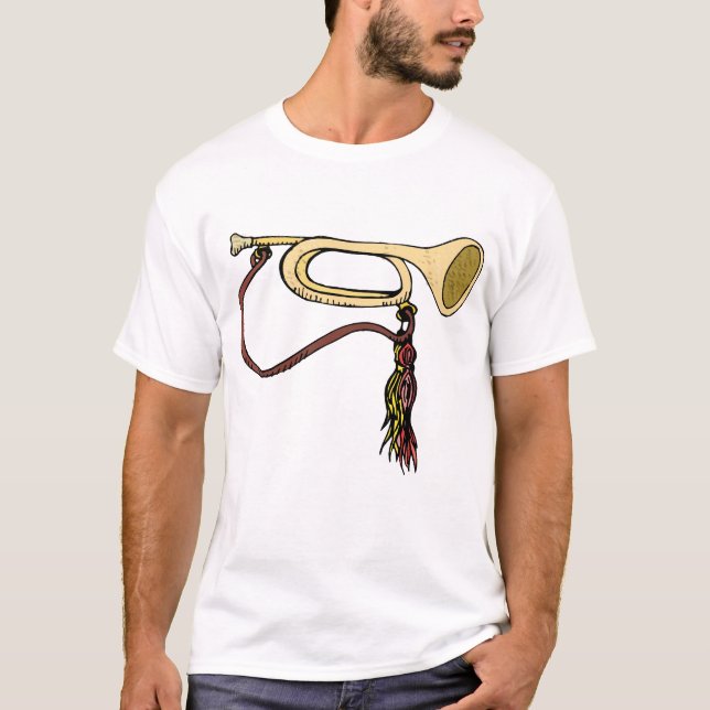 Camiseta Chifre de cornetim com design gráfico da trombeta (Frente)