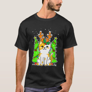 Camiseta Chifre de Rena para Gato de Natal para Homens Mulh