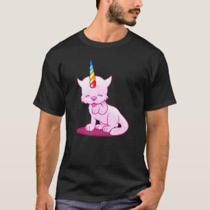 Camiseta Chifre de Unicórnio Arco-íris Kittycorn Fofo Catic