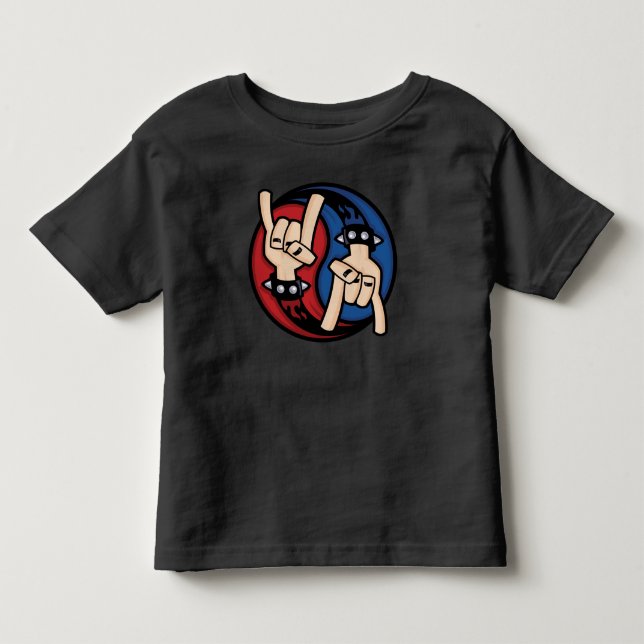 Camiseta Chifres de Diabo Rock and Roll Yin Yang (Frente)