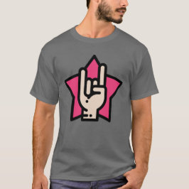 Camiseta Chifres de Metal Pesado em Estrela Rosa