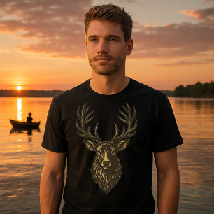 Camiseta Chifres de Veado Buck de 18 Pontos Estilo Xilograv