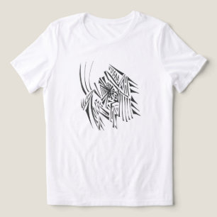 Camiseta Chifres Preto Branco Arte de Tatuagem Tribal Abstr