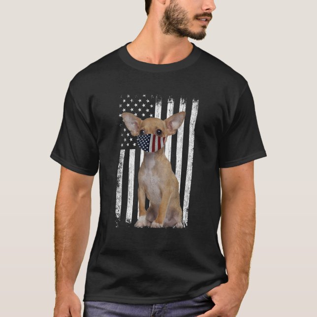 Camiseta Chihuahua American Flag Patriótico Chihuahua Dog 4 (Frente)