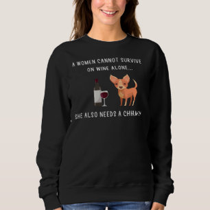 Camiseta Chihuahua And Wine A Woman Cannot Survive On Wine 