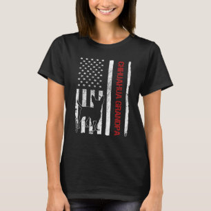 Camiseta Chihuahua Avô americano EUA Bandeira Funny Chihuah