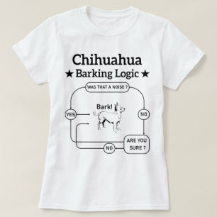 Camiseta Chihuahua Barking Logic Cachorro Engraçado Salgado