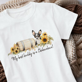 Camiseta Chihuahua Best Budflower Sunflower Watercolor Flor