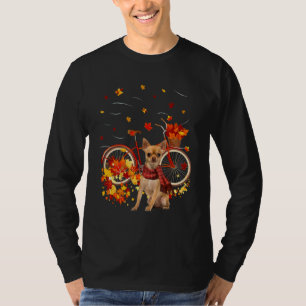 Camiseta Chihuahua Bicicleta Outono Cão Folha Queda Todos V