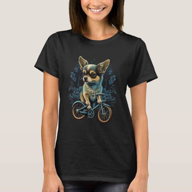 Camiseta Chihuahua Bike Bicycle Dog Cycling Cyclist Biker (Frente)