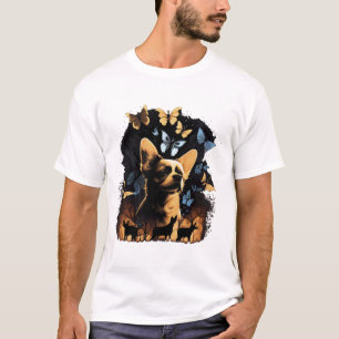 Camiseta Chihuahua Butterfly Cachorro Natureza Mulheres