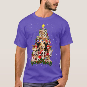 Camiseta Chihuahua Cachorro Árvore de Natal Luz Engraçada C