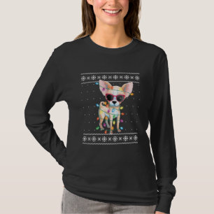 Camiseta Chihuahua Cachorro Mamãe Mulheres de Natal Suor Fe