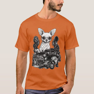 Camiseta Chihuahua Car Mechanic Automotive Vehicle Dog retr