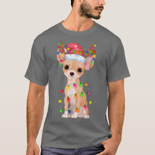 Camiseta Chihuahua Christmas Lights Tree Engraçado Papai No