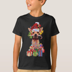 Camiseta chihuahua Christmas Santa Hat Xmas Lights chihuahu