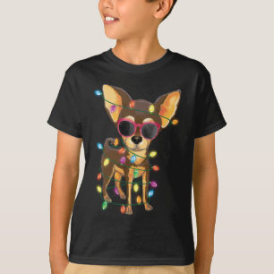 Camiseta Chihuahua Christmas Tree Lights Cachorro Mãe Pai X