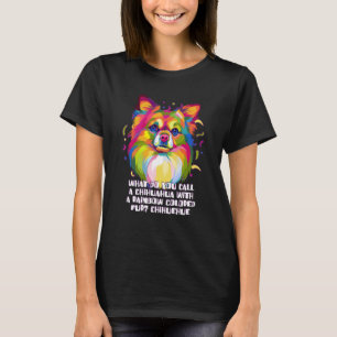 Camiseta Chihuahua com pelo colorido do arco-íris Chiwawa r