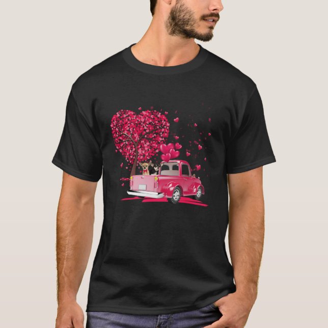Camiseta Chihuahua Couple Truck Happy Valentine s day (Frente)