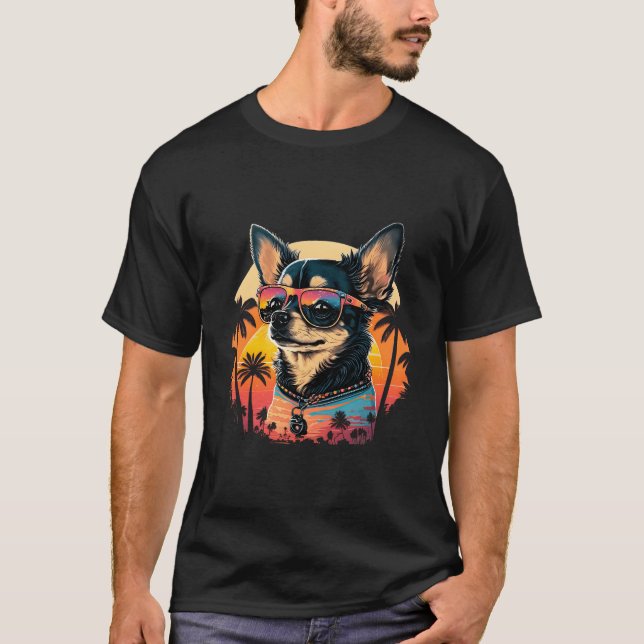Camiseta Chihuahua De Óculos De Sol E S (Frente)