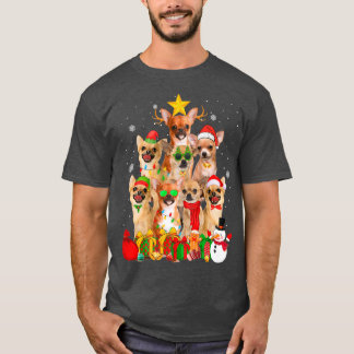 Camiseta Chihuahua Dog Árvore De Natal Luz Engraçado Xmas P