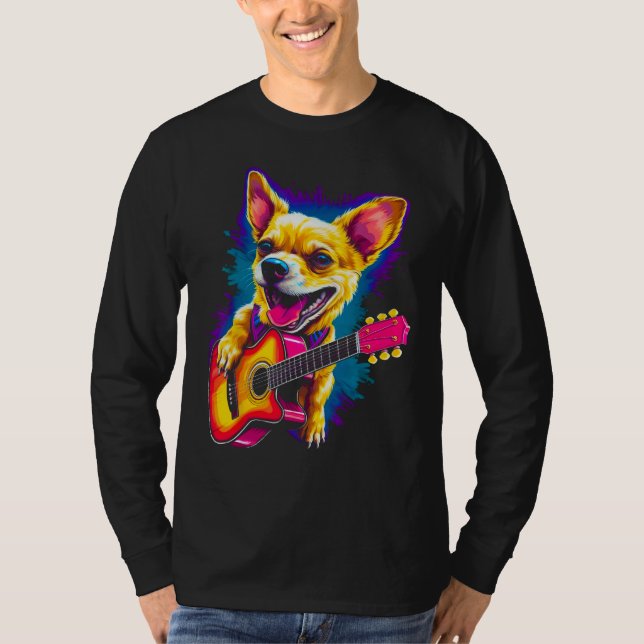 Camiseta Chihuahua Dog Guitar (Frente)