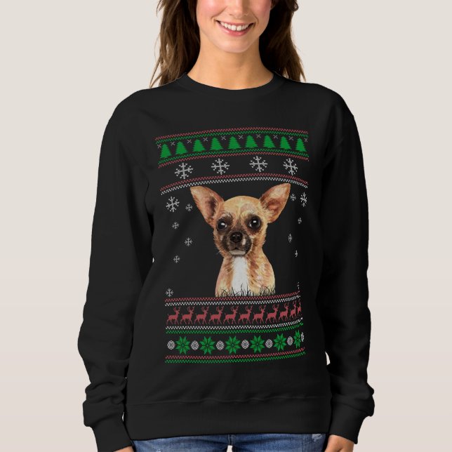 Camiseta Chihuahua Dog Lover Feio Natal Suor Xmas (Frente)