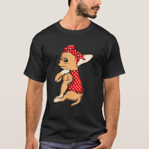 Camiseta Chihuahua Dog Mom Bandana Cute I Love Mom Tattoo M