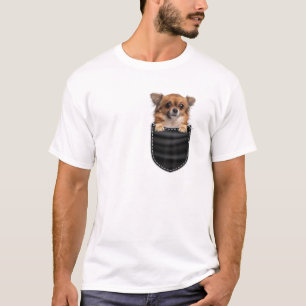 Camiseta Chihuahua Dog Pequena Raça - Desenho De Bolso Cac