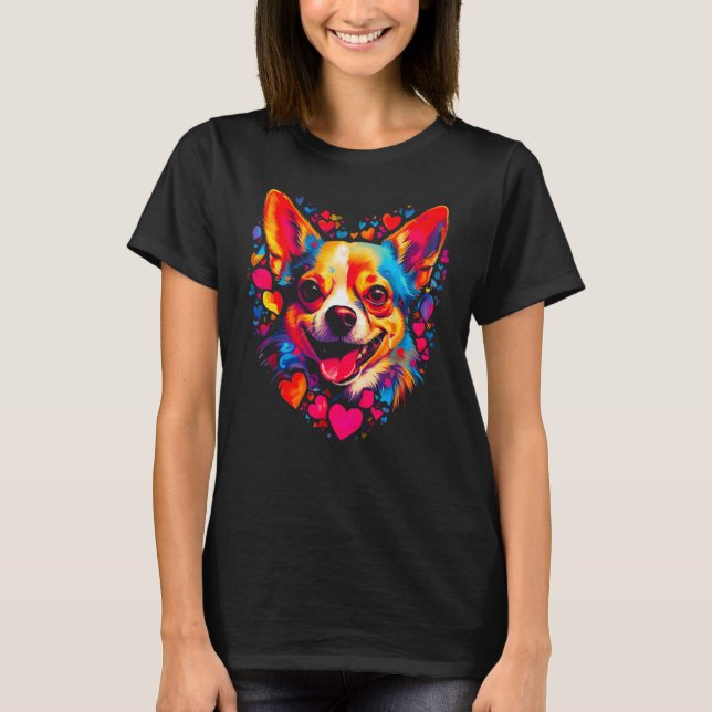 Camiseta Chihuahua Dog Pink Red Heart (Frente)