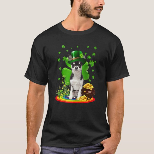 Camiseta Chihuahua Dog Shamrock St Patricks Day Dog Irish G (Frente)
