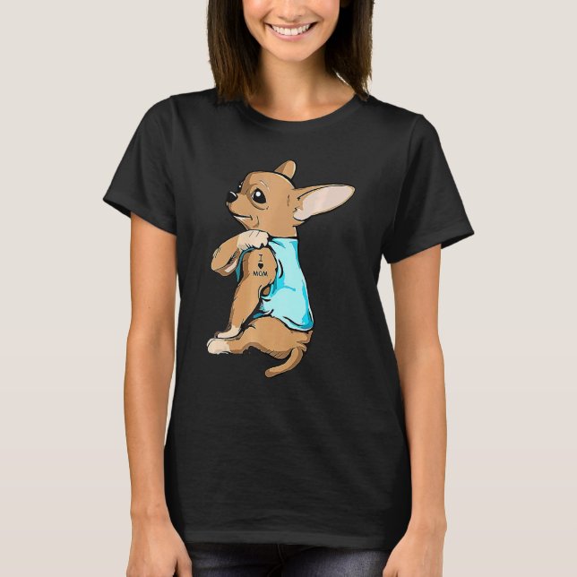 Camiseta Chihuahua Eu Amo Mamãe Tattoo (Frente)