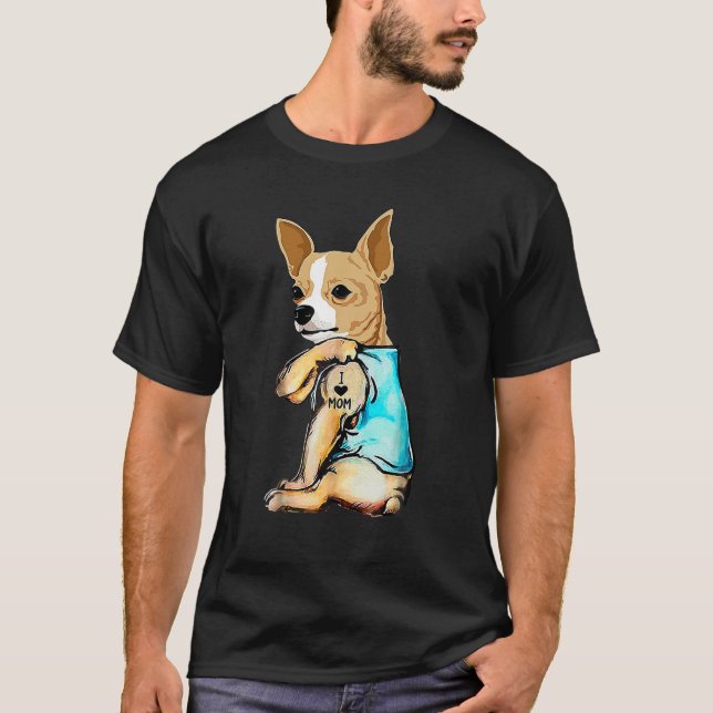 Camiseta Chihuahua Eu Amo Mamãe Tattoo (Frente)