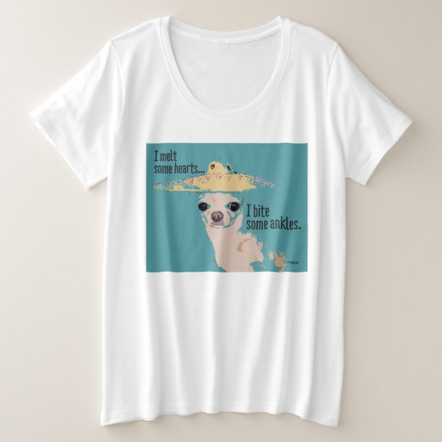 Camiseta Chihuahua - eu derreto alguns corações, mim mordo (Frente do Design)