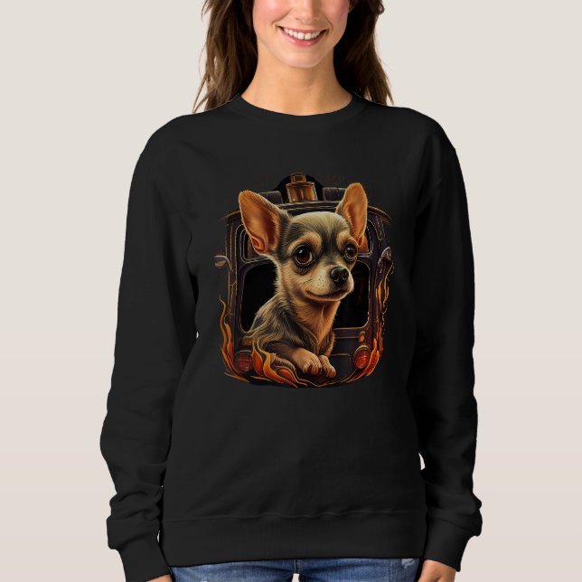 Camiseta Chihuahua  Firefighter Fireman Cool Dog Men Hat Fi (Frente)