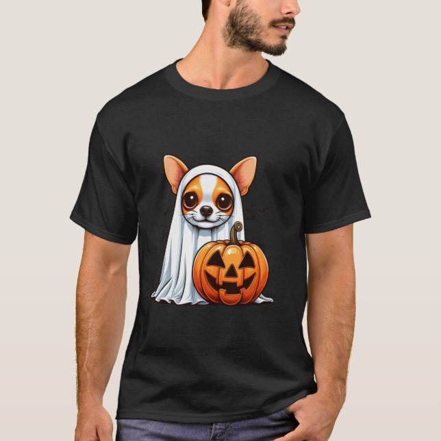 Camiseta Chihuahua Ghost Pumpkin Halloween Fall Costume T S (Frente)