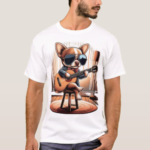 Camiseta Chihuahua Giro Tocando Guitarra