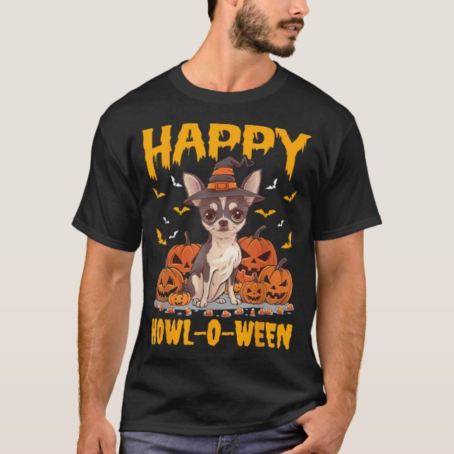 Camiseta Chihuahua Halloween Dog Howl (Frente)