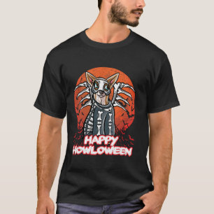 Camiseta Chihuahua Happy Halloween Figurume Skeleton Long S