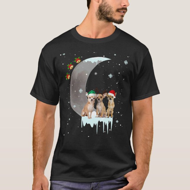 Camiseta Chihuahua Hat Papais noeis E Natal Da Lua (Frente)