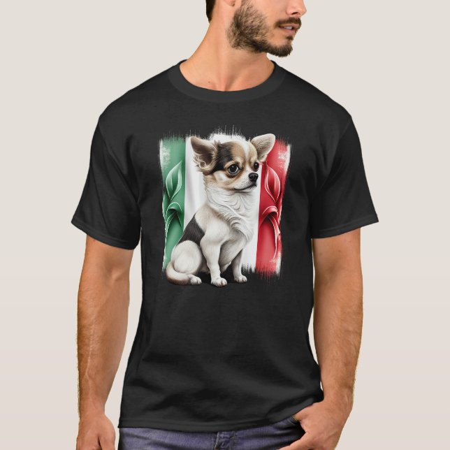 Camiseta Chihuahua  Italy Flag Italian  Dog Souvenir Pizza  (Frente)