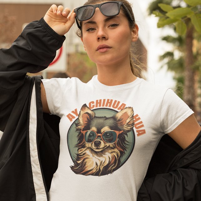 Camiseta Chihuahua longo Vestindo óculos escuros (Criador carregado)