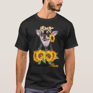 Camiseta Chihuahua Mãe Cachorro de verão de girassol Mamãe 