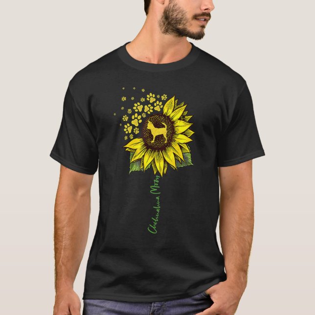 Camiseta Chihuahua Mãe Sunflower Chiwawa Cachorro Mãe Mãe (Frente)